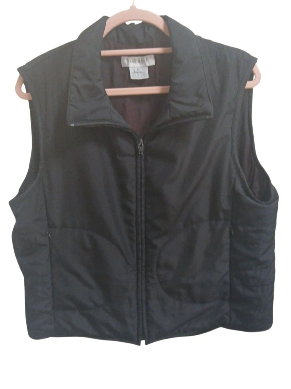 Nine West Black Quilted Zip-Front Puffer Vest With Zip Pockets